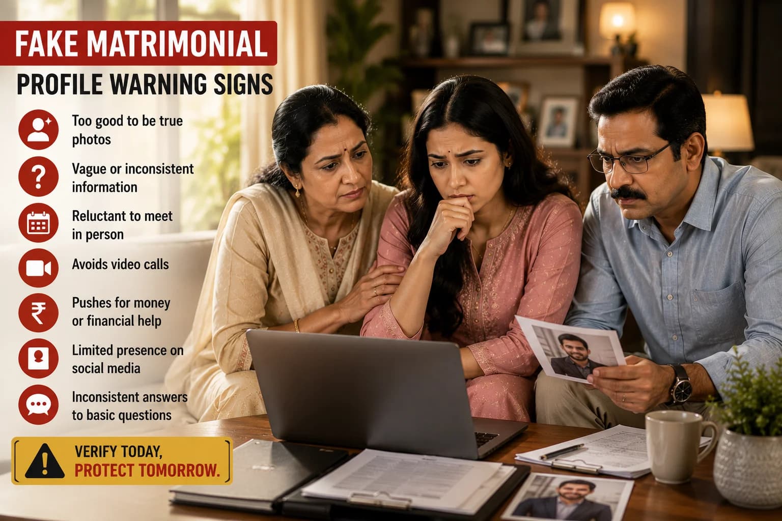 10 Warning Signs of a Fake Matrimonial Profile: How to Identify Fraud Before Marriage (2026 Guide)