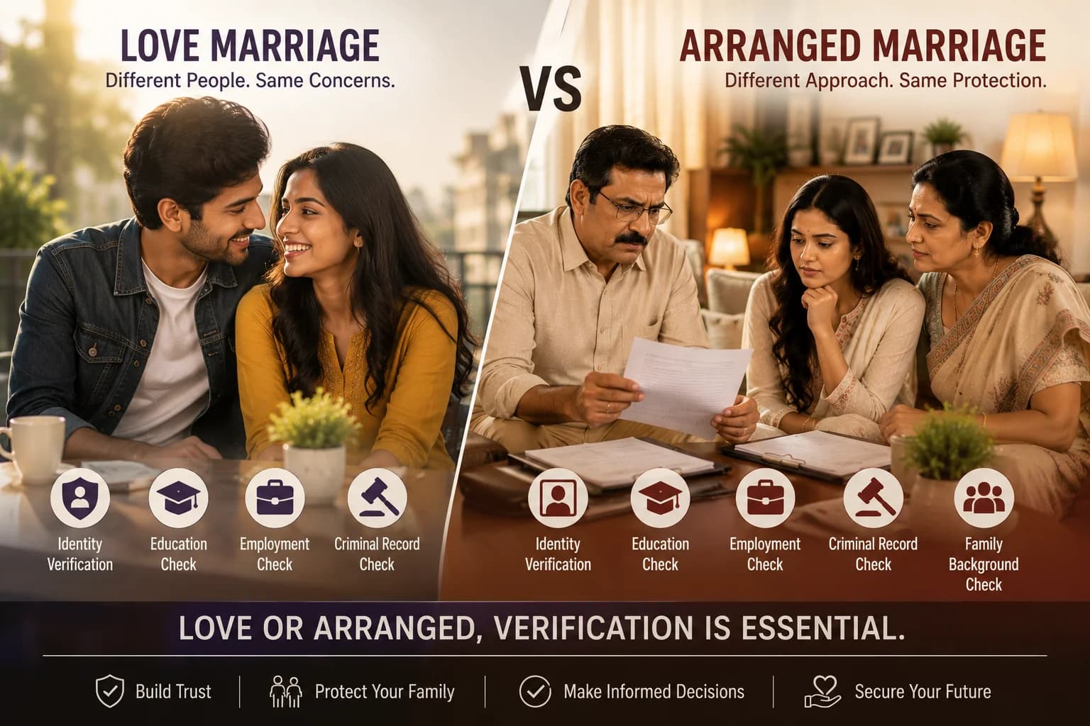 Love Marriage vs Arranged Marriage: Why Background Verification Matters in Both (2026 Guide)