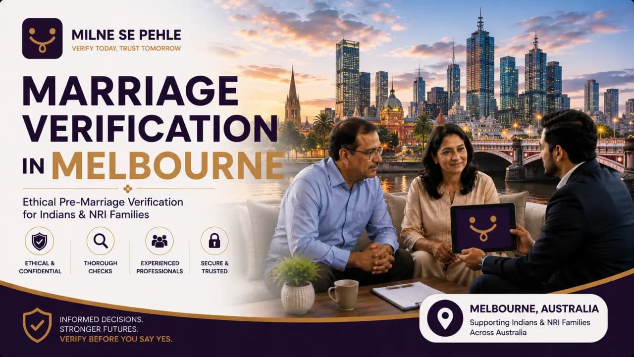 Indian and NRI families discussing marriage verification in Melbourne before finalizing a marriage proposal