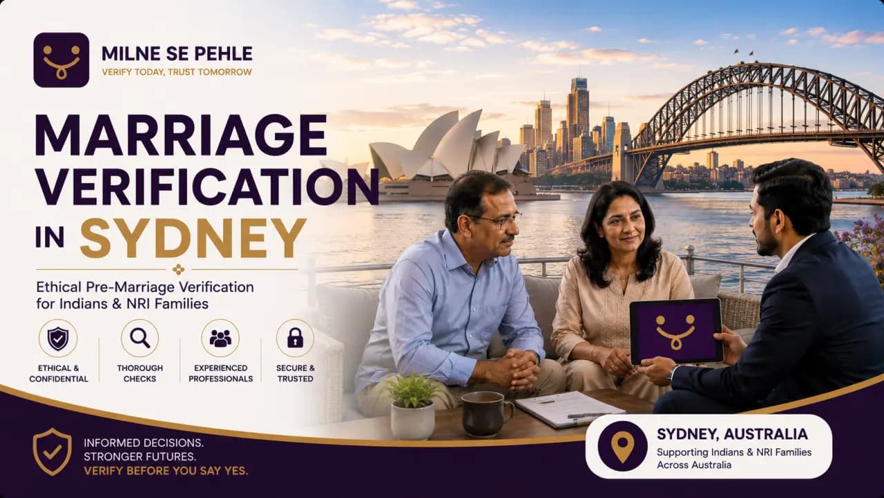 Indian and NRI families discussing marriage verification in Sydney before finalizing a marriage proposal