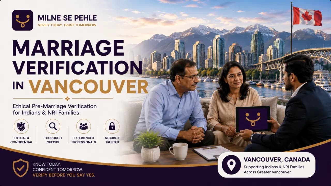 Indian and NRI families discussing marriage verification in Vancouver before finalizing a marriage proposal